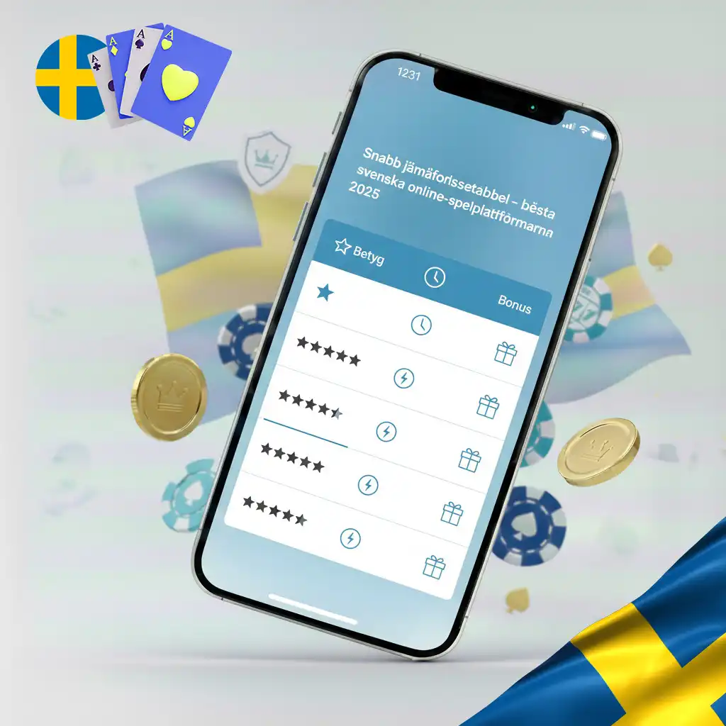 Enkel jämförelsetabell för svenska spelplattformar